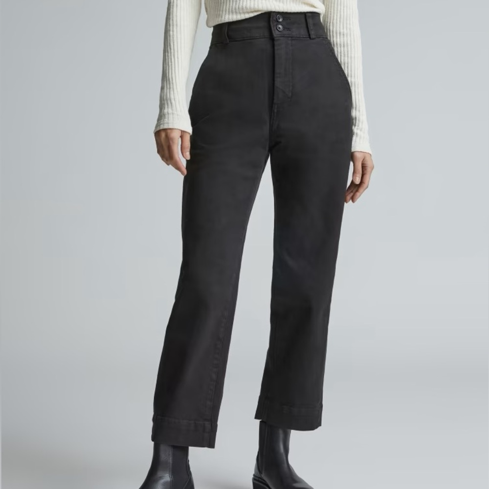 Everlane The Organic Straight-Leg Black Pant Size 4